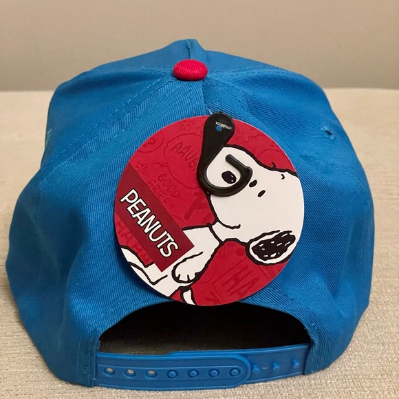 Mens Peanuts Snoopy Blue Hat/Cap Snapback Adjustable One Size - Picture 5 of 7